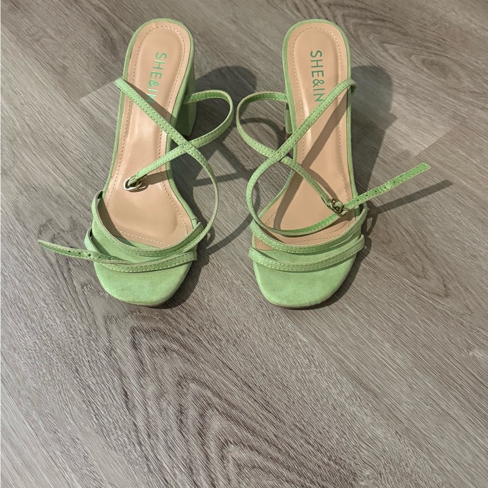 SHEIN Lime Green Strappy Heels